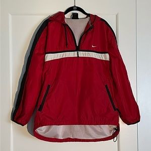 Nike hooded pullover quarter zip jacket with kangaroo zip pockets. Size large